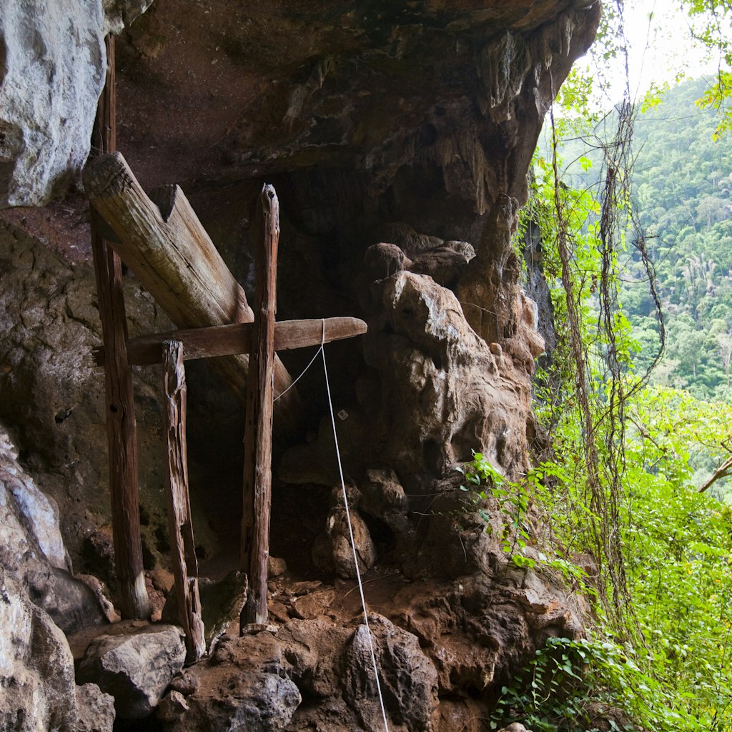 Coffin Cave near Mae Hong Son, where human remains have been found suspended in burial.