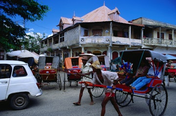 Street scene in Tamatave ( Toamasina ) on the east coast of Madagascar.