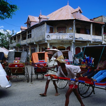 Street scene in Tamatave ( Toamasina ) on the east coast of Madagascar.
