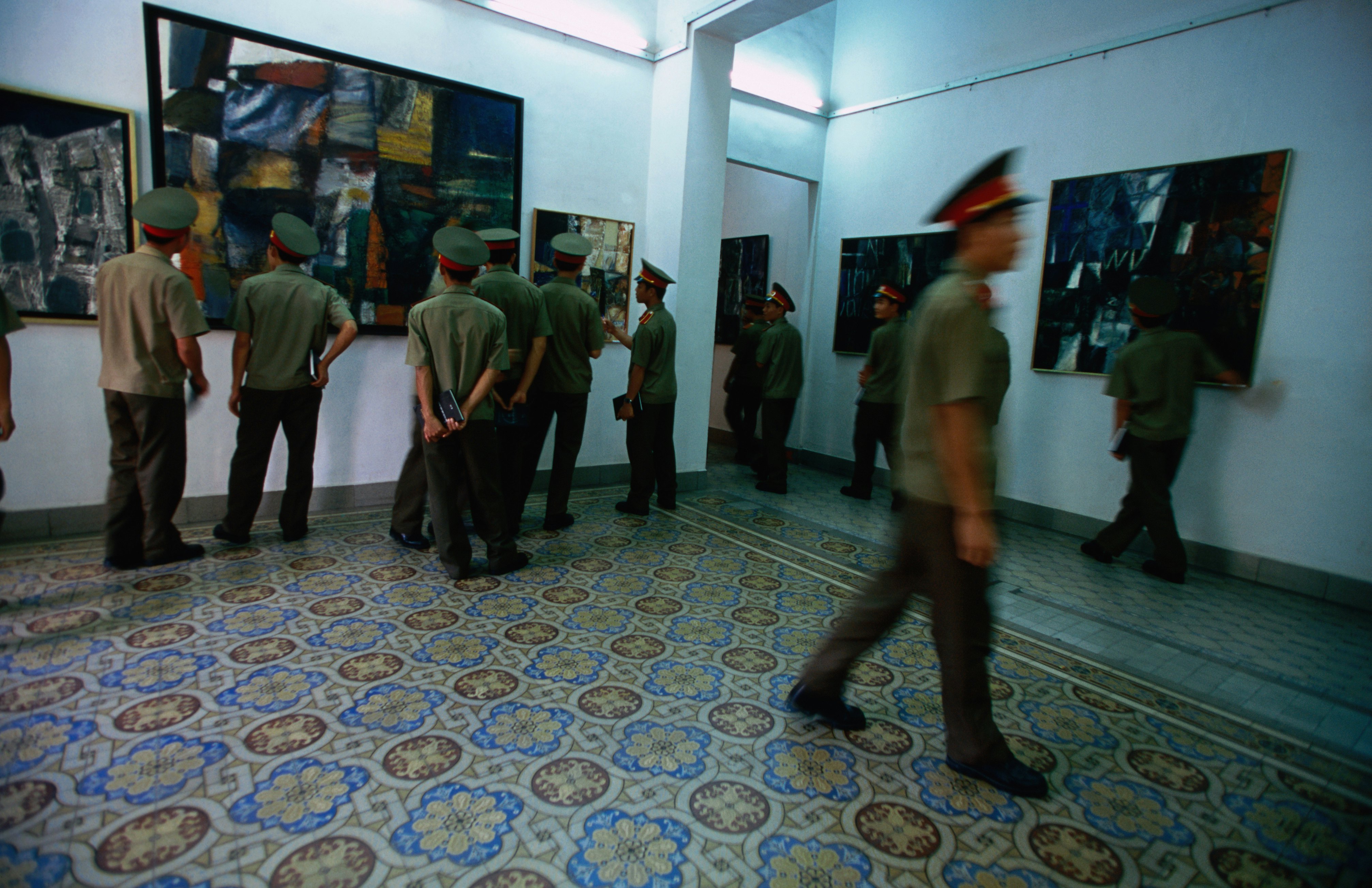 Military officer students visiting Ho Chi Minh City Fine Art Museum.