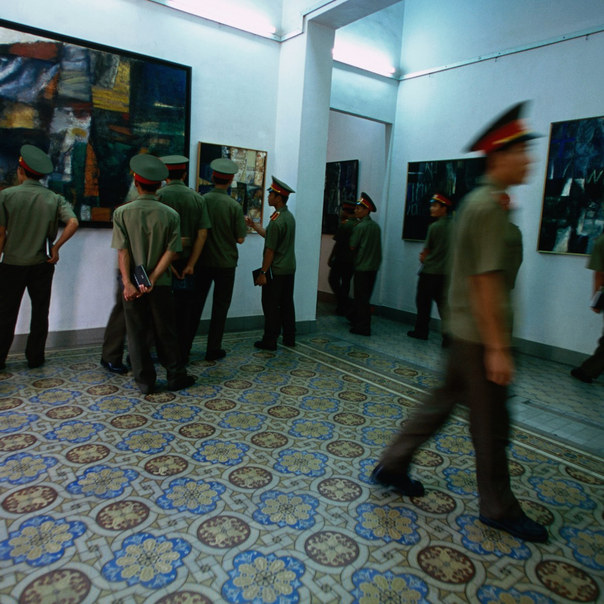 Military officer students visiting Ho Chi Minh City Fine Art Museum.