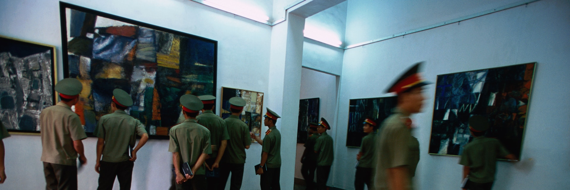 Military officer students visiting Ho Chi Minh City Fine Art Museum.