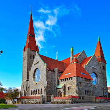 Medieval Tampere cathedral in Finland (Finnish Tampereen tuomiokirkko, Swedish Tammerfors domkyrka) is a church in Tampere, Finland. The cathedral was built between 1902 and 1907.; Shutterstock ID 71066653; Your name (First / Last): Gemma Graham; GL account no.: 65050; Netsuite department name: Online Editorial; Full Product or Project name including edition: POI imagery for LP.com