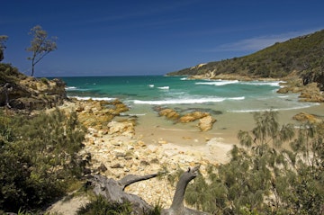 Honeymoon Bay a swimming cove with a secluded beach, Moreton Island, Queensland, Australia