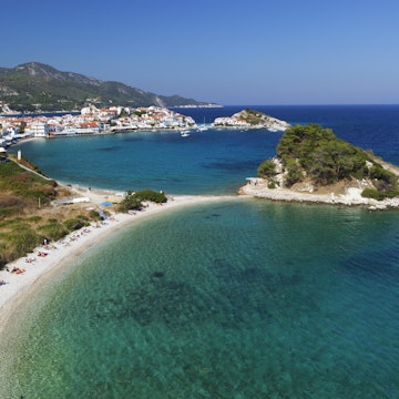 View over beach, Kokkari, Samos, Aegean Islands, Greece