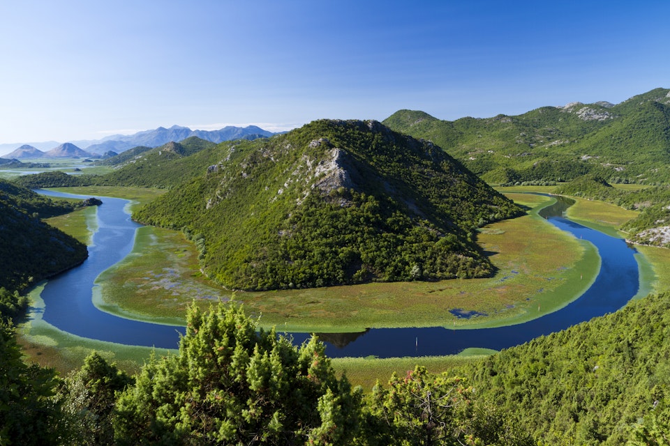 Montenegro, National Park Skadarsko Jezero (Skadar Lake), Rijeka Crnojevica, the meandering river Crnojevica