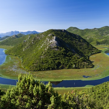 Montenegro, National Park Skadarsko Jezero (Skadar Lake), Rijeka Crnojevica, the meandering river Crnojevica
