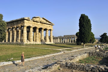 Italy, Campania, National Park of Cilento and Vallo di Diano, listed as World Heritage by UNESCO, archeological site of Paestum, Neptune temple and basilica