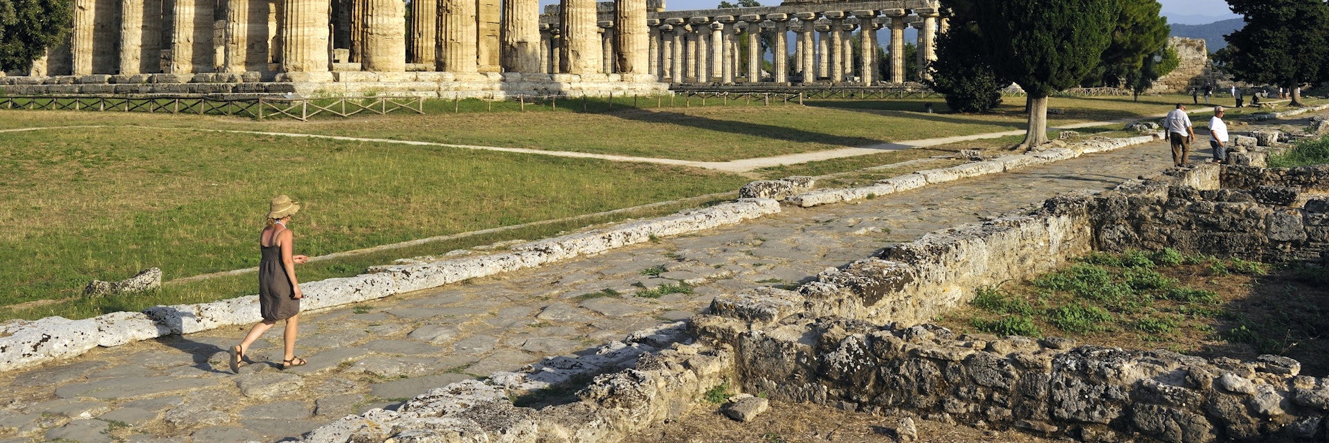 Italy, Campania, National Park of Cilento and Vallo di Diano, listed as World Heritage by UNESCO, archeological site of Paestum, Neptune temple and basilica