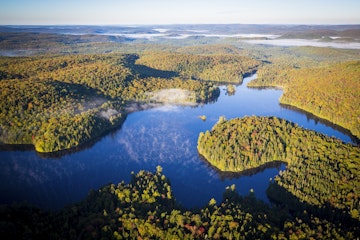 Overview of Lac du Fou and forest in La Mauricie National Park.