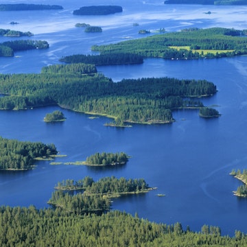 Finland, Savonlinna region, Saimaa lake from above