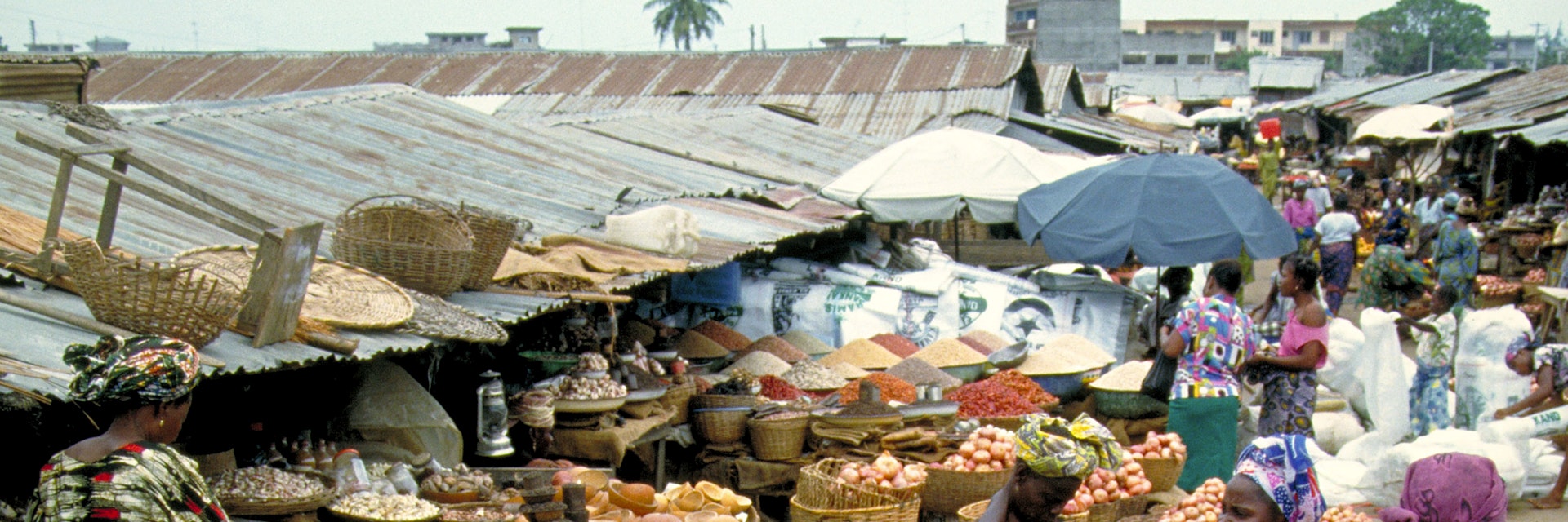 The Dantokpa Market in Cotonou, Benin, one of the largest open air markets in West Africa. (Photo by: MyLoupe/UIG via Getty Images)