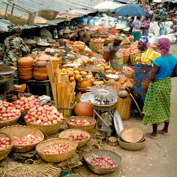 The Dantokpa Market in Cotonou, Benin, one of the largest open air markets in West Africa. (Photo by: MyLoupe/UIG via Getty Images)
