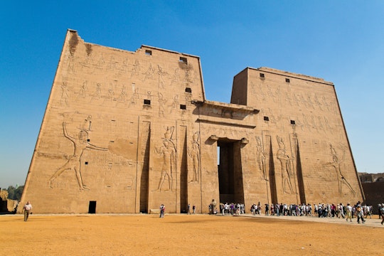 Africa, Egypt, Edfu, Horus Tempel.Imposantes building from the Ptolemaic period.; Shutterstock ID 76027159