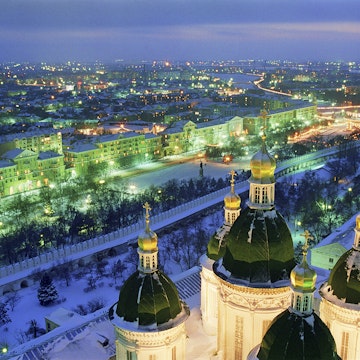 Night city of Astrakhan. Russia.