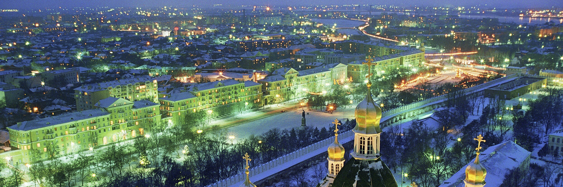 Night city of Astrakhan. Russia.