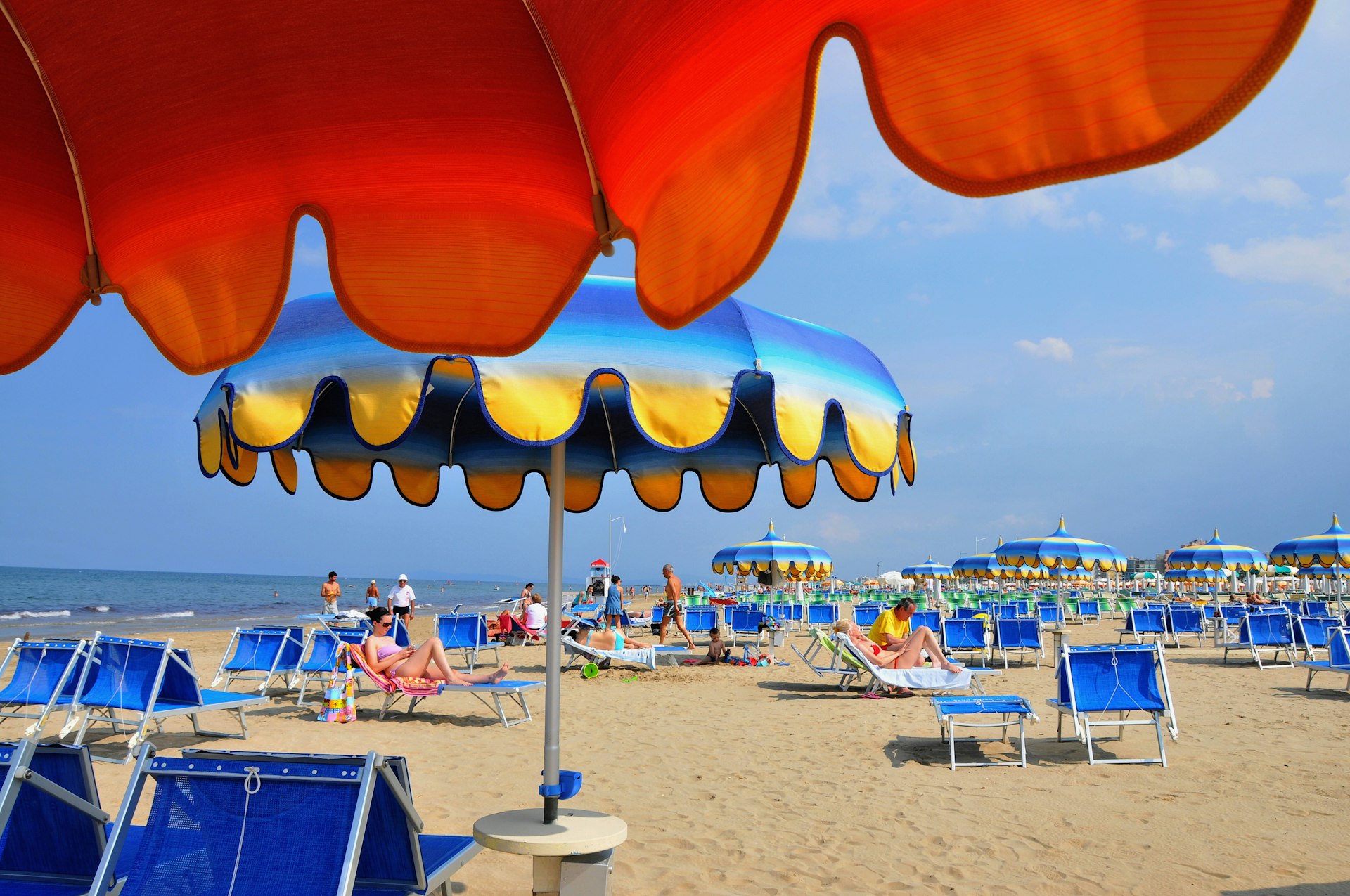 Beach umbrellas on the sand at Rimini