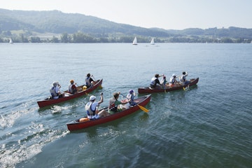 Kayak trip, Wangen, Hoeri, Lake of Constance, Baden-Wurttemberg, Germany