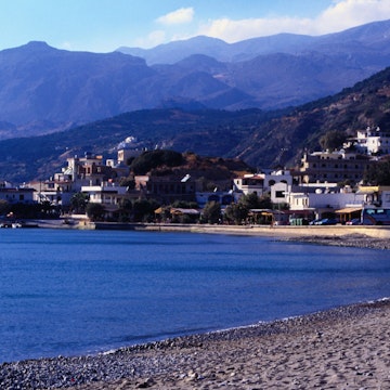 The quiet beach and town of Plakias, Rethymno Province, Crete