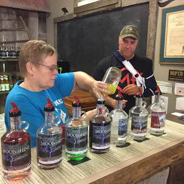 Tasting the moonshine at Hocking Hills Moonshine