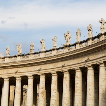 Colonnades at Piazza San Pietro leading to St Peter's Basilica.