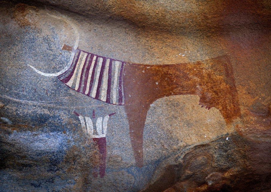 Ancient rock art at Laas Geelcave complex.