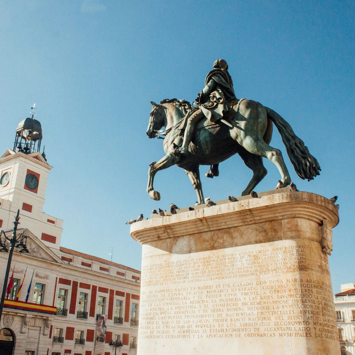 The Carlos III Equestrian Statue faces the Casa de Correos.