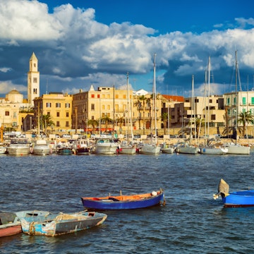 View of a nice fishing harbor and marina in Bari, Puglia region, Sauthern Italy