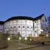 Dusk view of Shakespeare's Globe Theatre on the banks of the River Thames in London