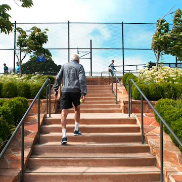 Stairs to tennis courts and basketball court in Sterling Park.