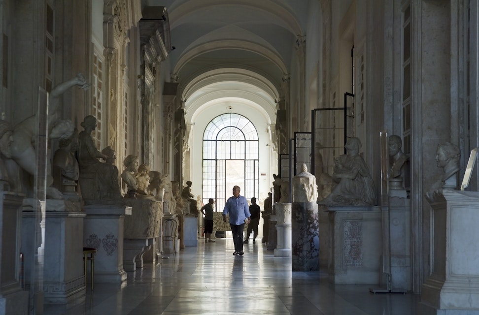 Galleria at Hall of Philosophers in Capitoline Museum, near Piazza del Campidoglio.