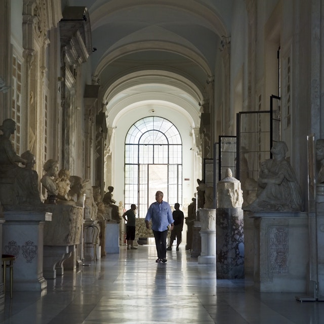 Galleria at Hall of Philosophers in Capitoline Museum, near Piazza del Campidoglio.
