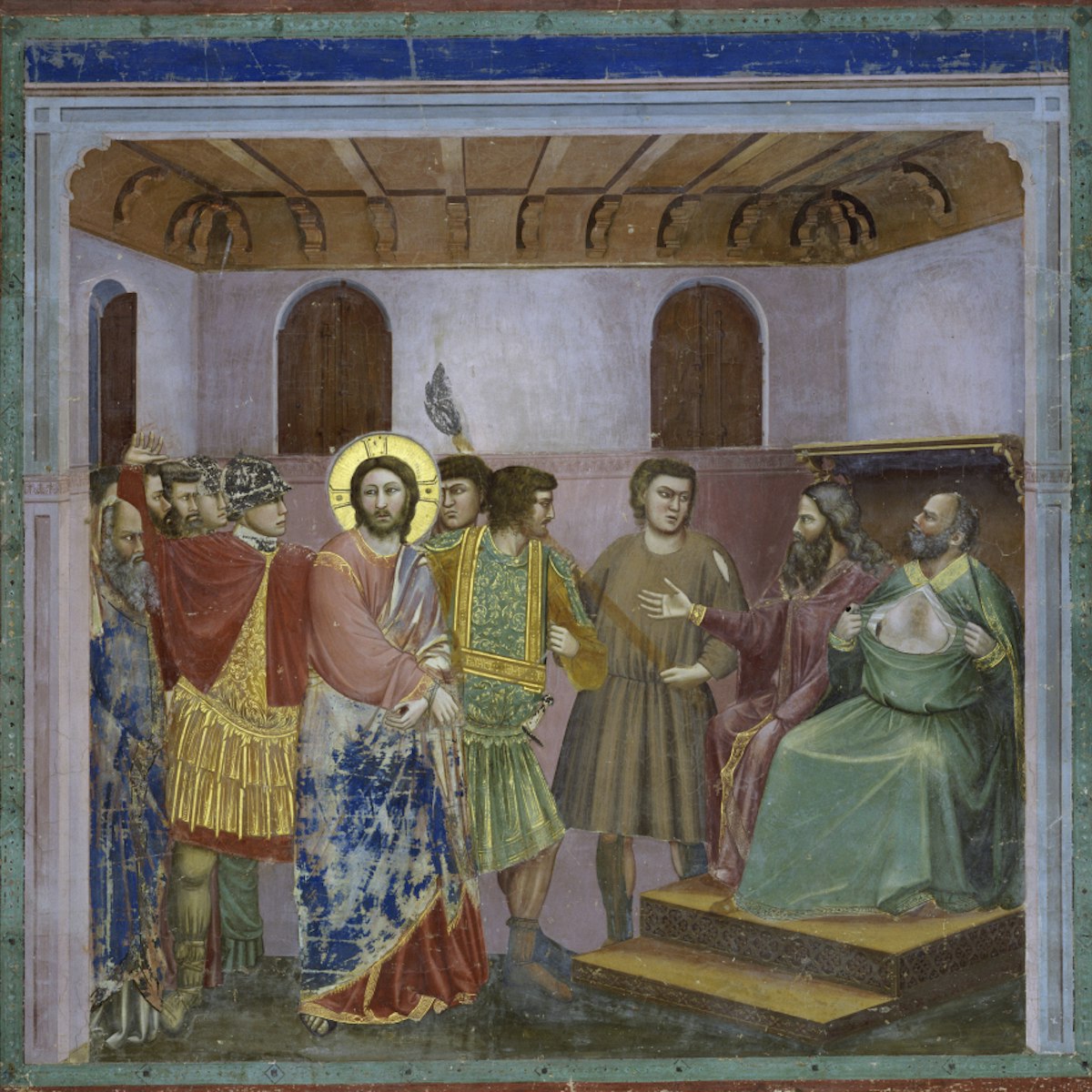 Jesus Before Caiaphas by Italian Artist Giotto di Bondone, fresco