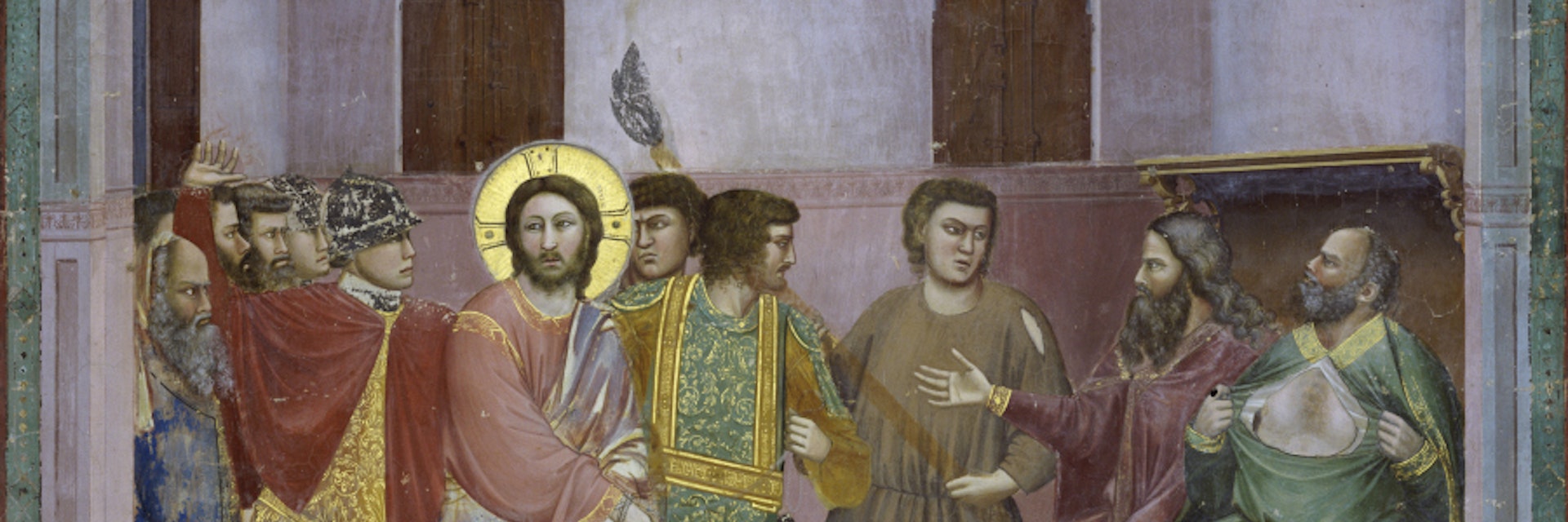 Jesus Before Caiaphas by Italian Artist Giotto di Bondone, fresco