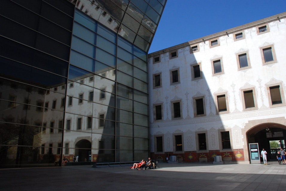 Inside the courtyard of CCCB (Centre de Cultura Contemporània de Barcelona).