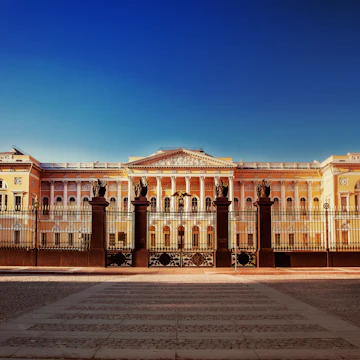 State Russian Museum....The Russian Museum today is a unique depository of artistic treasures, a leading restoration center, an authoritative institute of academic research, a major educational center and the nucleus of a network of national museums of art...The Russian Museum collection contains more than 400.000 exhibits. The main complex of museum buildings - the Mikhailovsky Palace and Benois Wing - houses the permanent exhibition of the Russian Museum, tracing the entire history of Russian art from the tenth to the twentieth centuries. The museum collection embraces all forms, genres, schools and movements of art.....www.rusmuseum.ru/eng
