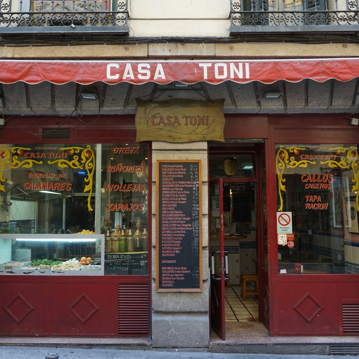 Casa Toni's exterior in the Huertas neighborhood.