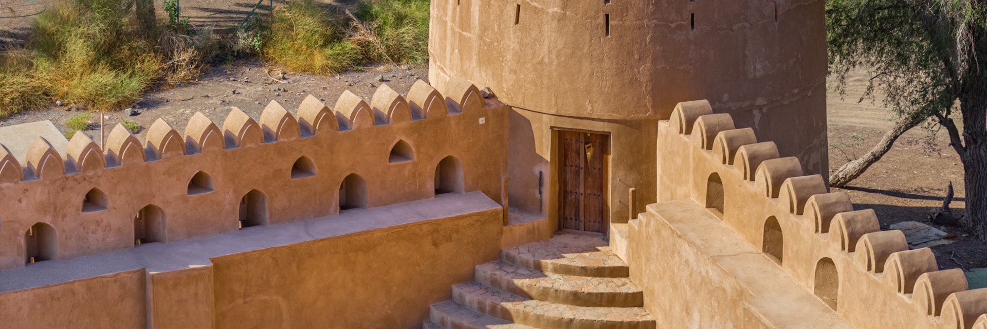 BAHLA, OMAN - NOVEMBER 28, 2017: detail of Jabrin Castle, in Bahla, Oman
