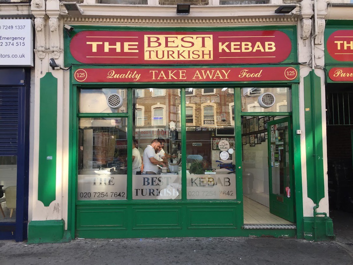 The shopfront of Best Turkish Kebab, a popular fast food joint in Dalston