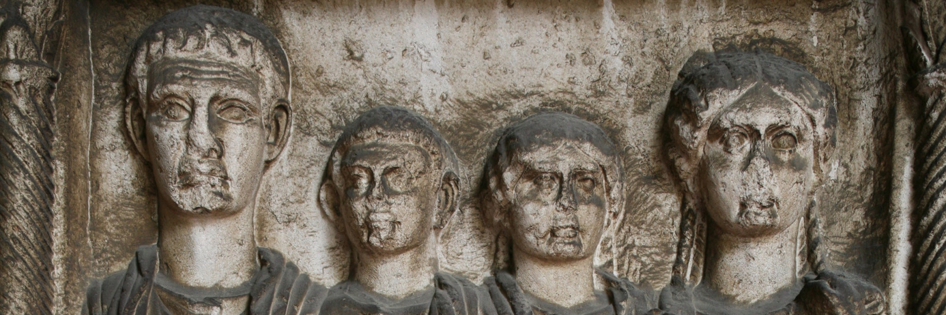 Figurative carvings on Roman-era tomb at Archaeological Museum.