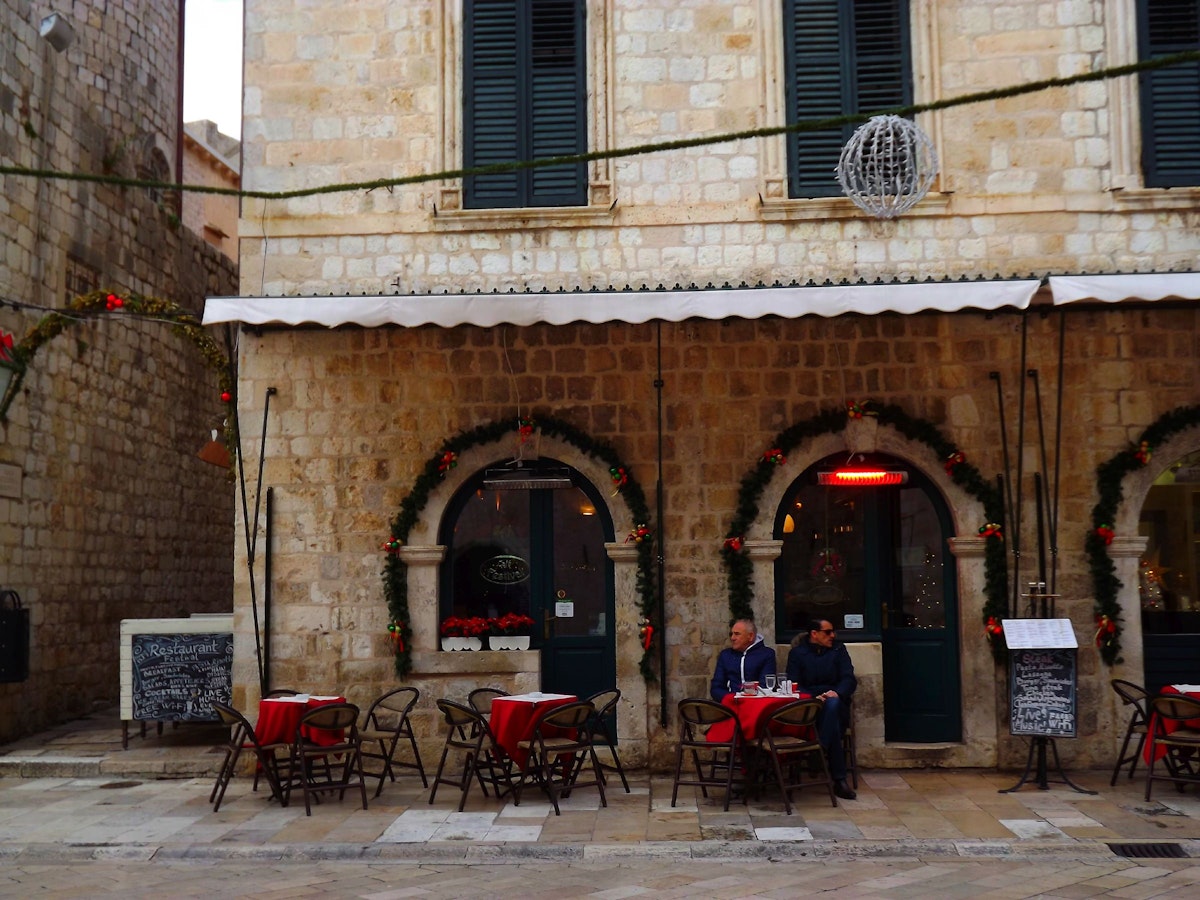 Cafe Festival sits in a 17th-century palace on Stradun