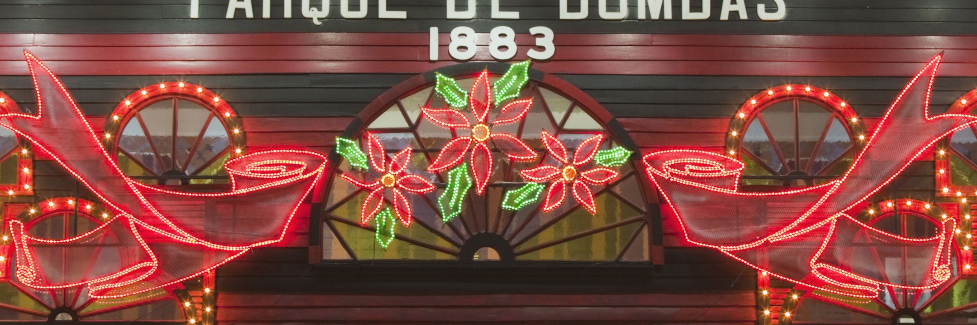 Firehouse museum at dusk Parque de Bombas, Plaza Las Delicias, Ponce, Puerto Rico
