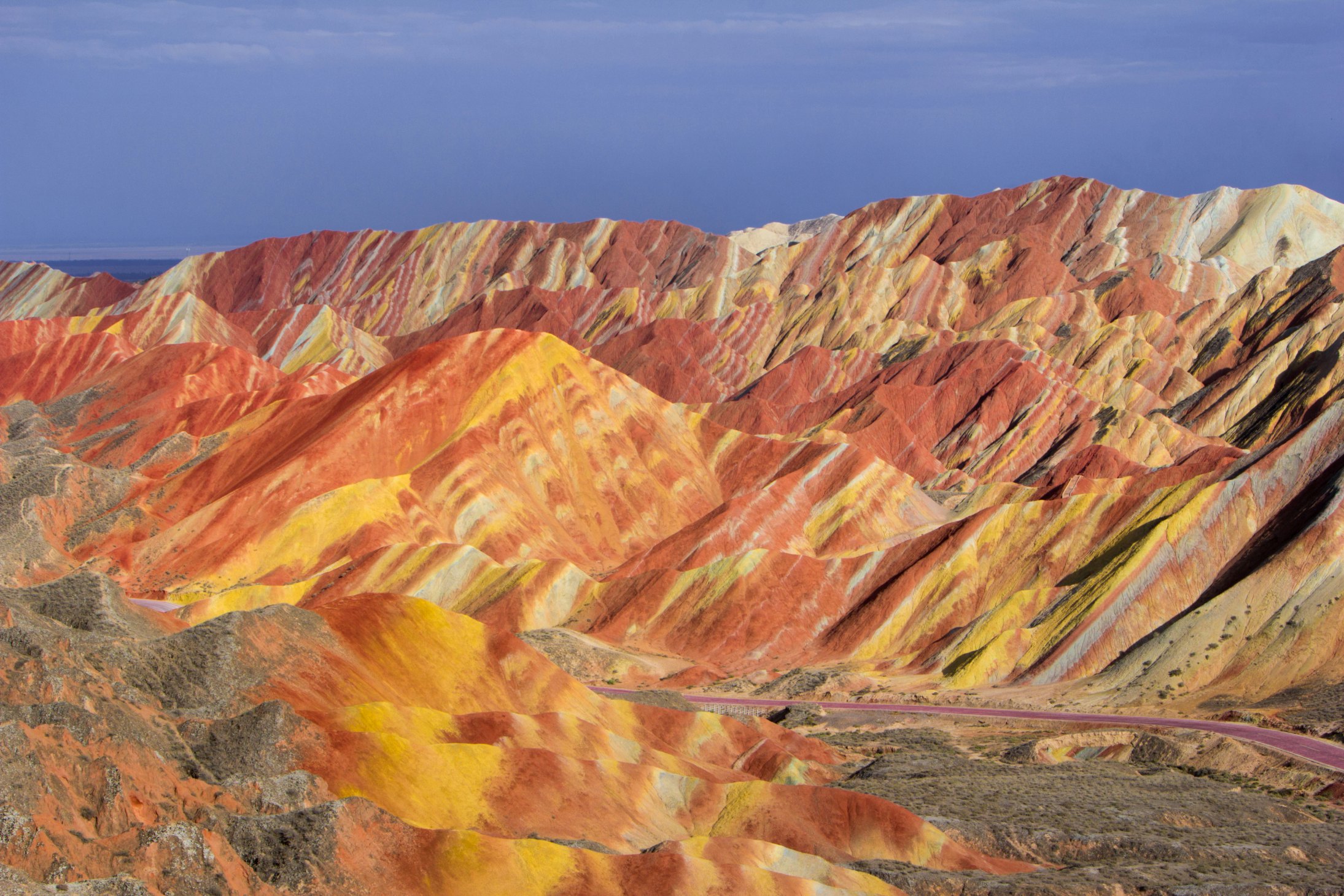 The Danxia Rainbow Mountains in Zhangye, China.