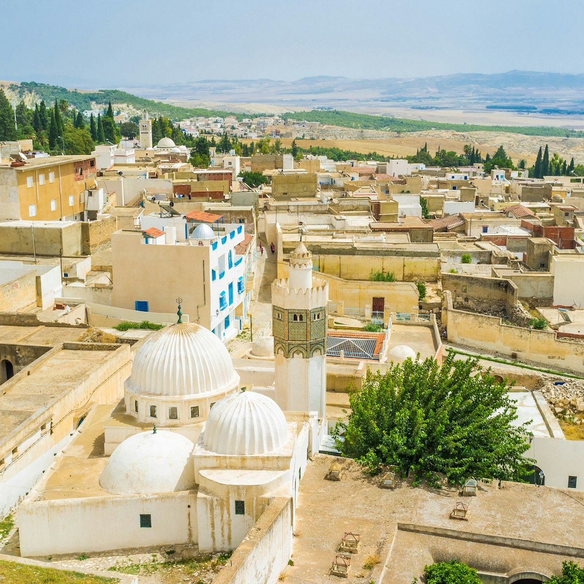 The aerial view on the roofs of the old town with the pearl of El Kef - Zaouia of Sidi Abdallah Boumakhlouf, Tunisia.; Shutterstock ID 356178005