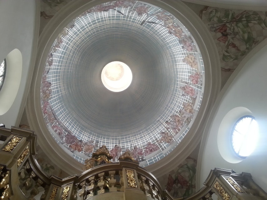 Church of St. Adalbert, the domed ceiling of the small church.