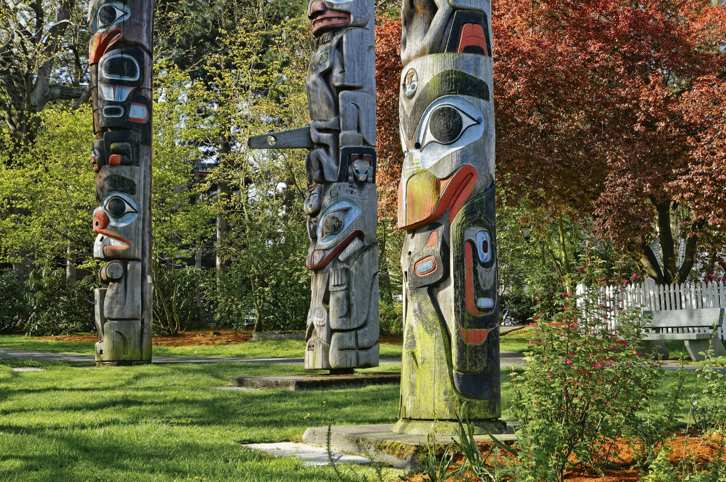 Totem poles, Totem park, Royal BC Museum, Victoria, British Columbia, Canada