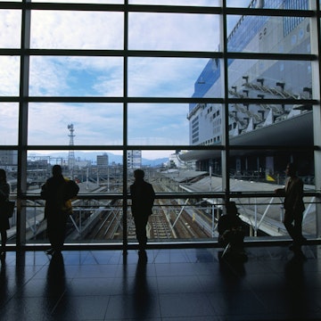 People waiting at Kyoto Station.