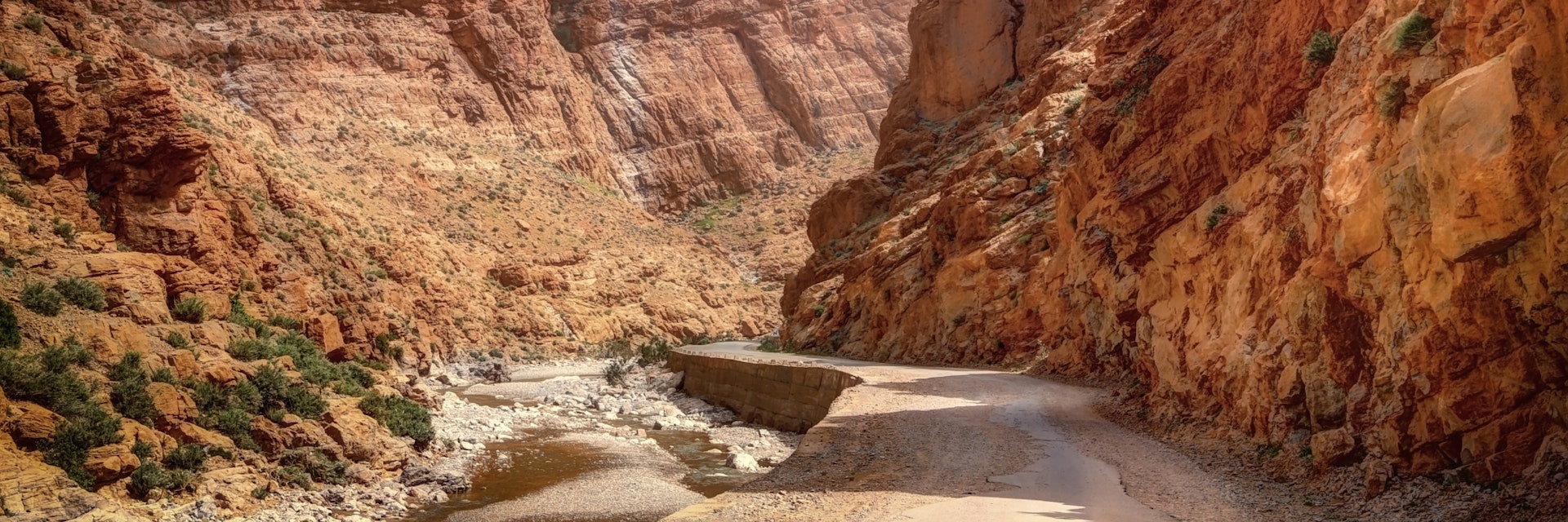 Tinghir, Morocco - April 2015: unpaved road in the Todra valley