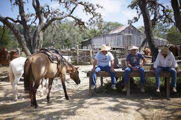 Cowboys taking a break at Dixie Dude Ranch.
