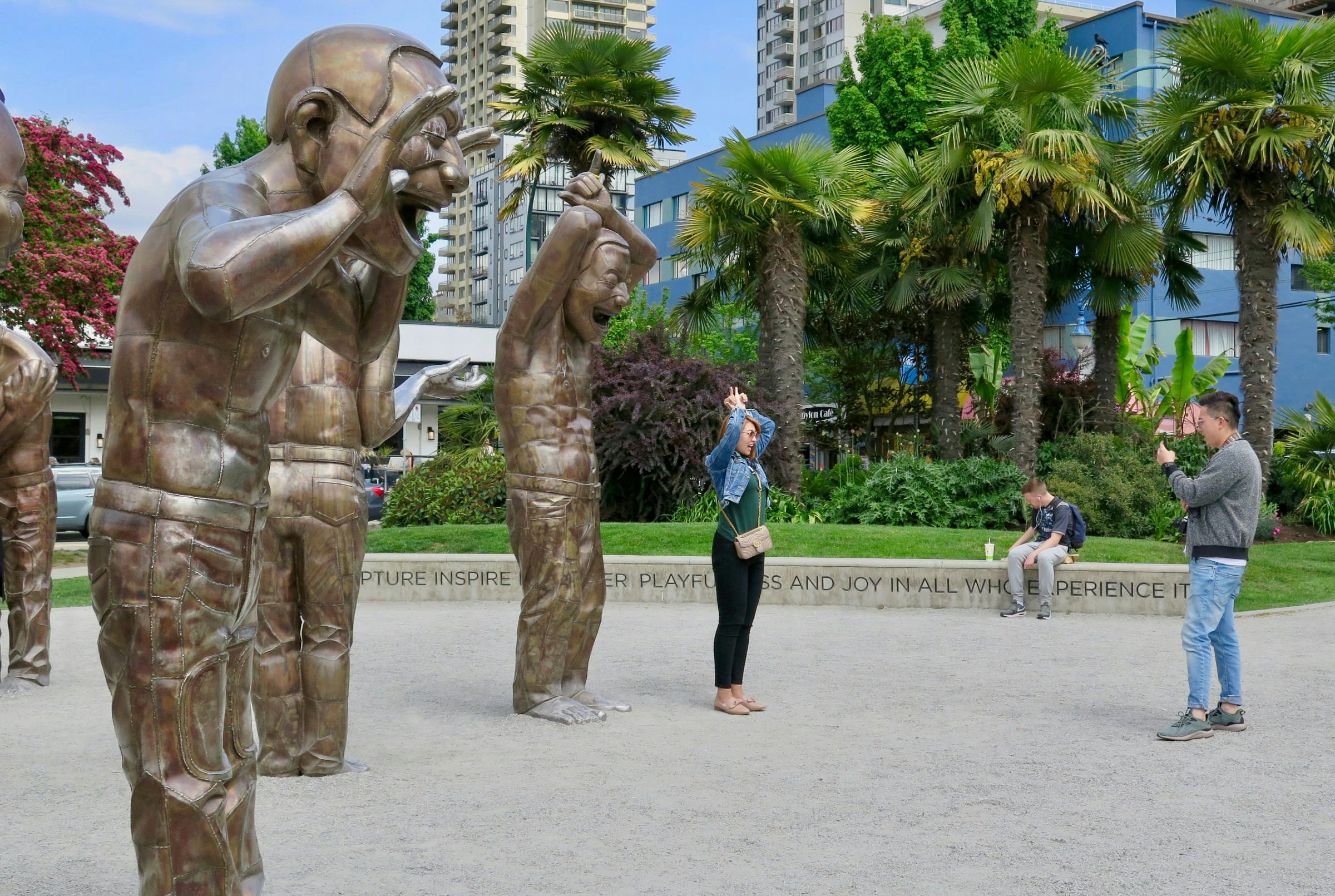 Visitors interract with Vancouvwer's A-maze-ing Laughter art installation